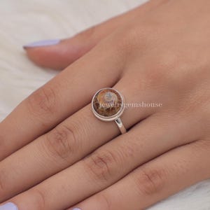 Bague ammonite, bague en argent sterling 925, bague de forme ronde, bague avec pierres précieuses naturelles, bijoux en argent pour femme, bague en cristal curatif, cadeau pour elle