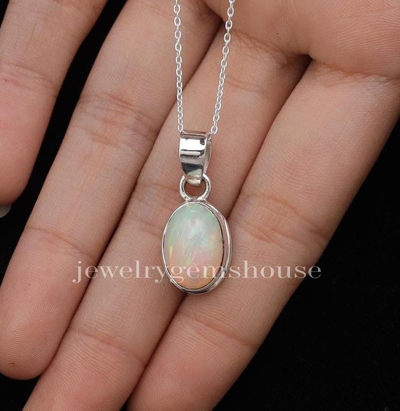 Collana con ciondolo in argento sterling con opale vintage: ciondolo delicato - Italia