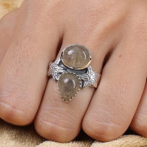Natural Golden Rutile Ring, Gemstone Ring, 925 Sterling Silver Ring, Boho Ring, Statement Ring, Women Ring, Gift for Her, Handmade Ring
