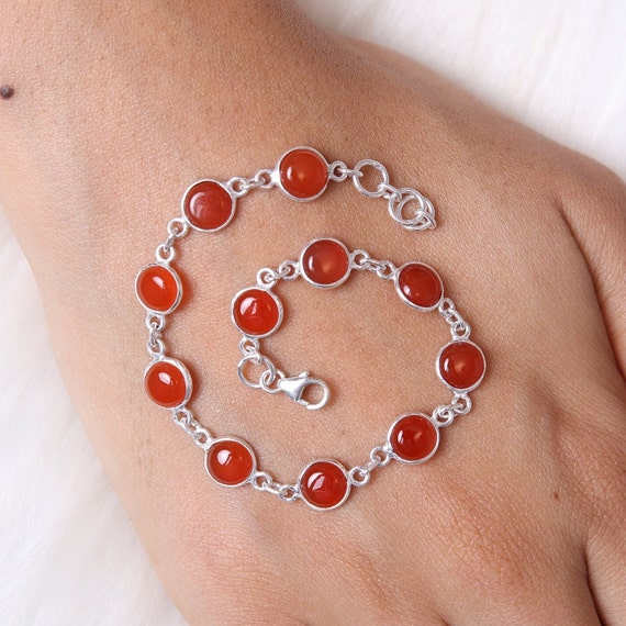 Sterling silver carnelian bracelet sale