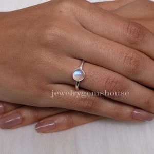 Rainbow Moonstone Ring, 925 Solid Sterling Sliver Ring, Boho Handmade Ring, Dainty Ring, Crystal Jewelry, Solitaire Ring, Gift For Her