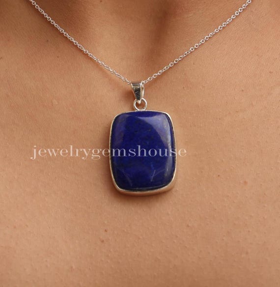 Pendentif Fait Main En Argent 925 Avec Pierre De Lapis-Lazuli Naturelle