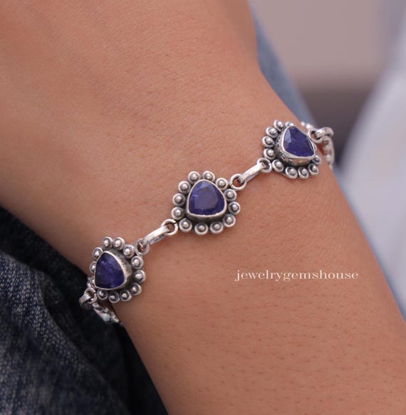 サファイアブレスレット925シルバー 極上 ヴィンテージ ベルト