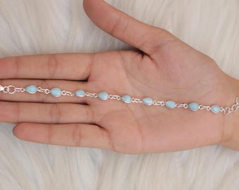 ラリマーブレスレット、925スターリングシルバーブレスレット、ブルー