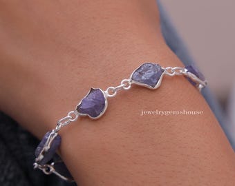 Bracelet Réglable En Argent 925 Avec Tanzanite Et Améthyste - Fait Main En Inde - Neuf