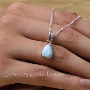 Larimar Pendant, 925 Solid Sterling Silver Necklace, Handmade Pendant, Gemstone Silver Jewelry, Dainty Necklace, Birthday Gift For Sister