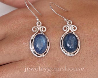 Kyanite Earring, 925 Sterling Silver Earrings, Dangle Earrings, Gemstone Silver Jewelry, Handmade Earrings, Earrings for Women, Gift for Her