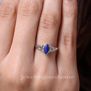 Lapis Lazuli Ring, 925 Sterling Silber Ring, Marquise Edelstein Ring, Handgemachter Schmuck Ring, Minimalistischer Ring, Geschenk für Mutter