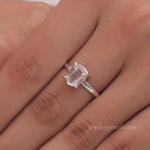 Raw Herkimer Diamond Ring, 925 Sterling Silver Ring, Rough Gemstone Ring, Minimalist Ring, Women Silver Ring, Handmade Ring, Solitaire Ring