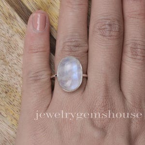 Rainbow Moonstone Ring, 925 Sterling Silver Ring, June Birthstone Ring, Handmade Ring, Moonstone Jewelry, Rainbow Fire Ring, Gift For Women
