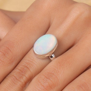 Ethiopian Opal Ring, 925 Sterling Silver Ring, Women Ring, Statement Jewelry, Handmade Ring, Oval Shape Ring, Boho Ring, Gift For Her