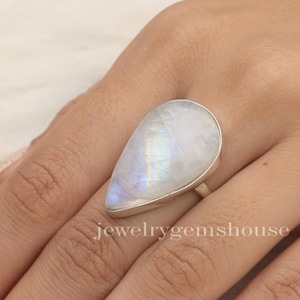 Rainbow Moonstone Ring, 925 Sterling Silver Ring, June Birthstone Ring, Handmade Silver Ring, Bohemian Jewelry, Elegant Ring, Gift For Her