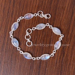 Regenbogen Mondstein Armband, 925 Sterling Silber Armband, Marquise Edelstein Armband, handgemachtes Schmuck Armband, Geburtstagsgeschenk für Schwester