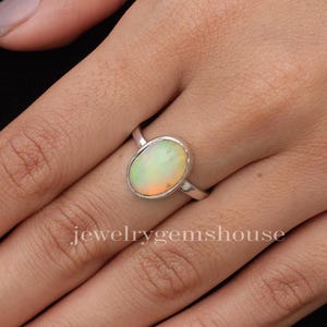 Ethiopian Opal Ring, 925 Sterling Silver Ring, Oval Shape Ring, Women Silver Jewelry, Handmade Ring, Gift For girlfriend