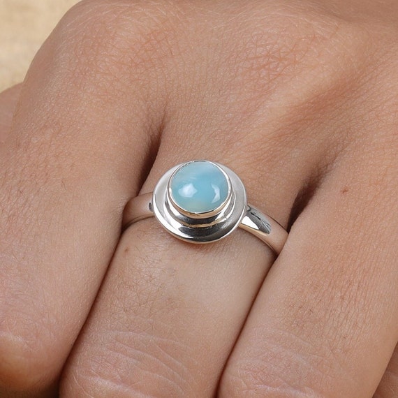 ラリマーリング、925スターリングシルバーリング、ドミニカ産ラリマー