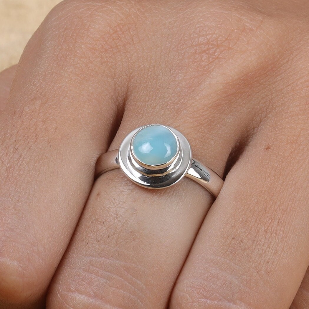 ラリマーリング、925スターリングシルバーリング、ドミニカ産ラリマー