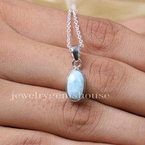 Larimar Pendant, 925 Sterling Silver Pendant, Handmade Pendant, Pendant for Women, Minimalist Pendant, Blue Gemstone Pendant, Dainty Pendant