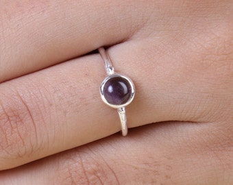 Amethyst Ring, 925 Sterling Silver Ring, February Birthstone, Purple Gemstone Ring, Boho Ring, Handmade Ring, Minimalist Jewelry, Women Ring