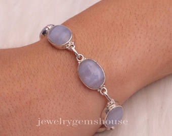 Bracelet Manchette En Argent 925 Et Lapis Lazuli - Fait Main En Inde, Longueur Réglable