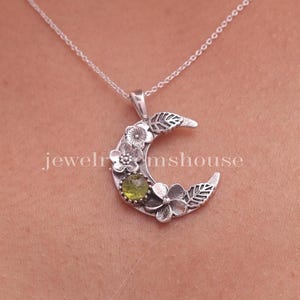 Tourmaline Pendant, 925 Sterling Silver Pendant, Round Gemstone Pendant, Women Jewelry, Handmade Pendent, Half-Moon Pendant, Hippie Pendent