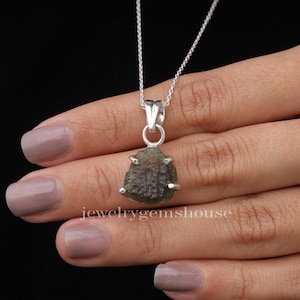 Natural Moldavite Pendant 925 Sterling Silver Pendant, Rough Stone Pendant, Bohemian Jewelry, Handmade Pendant, Genuine Moldavite Pendant