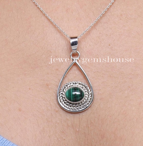 Pendentif Malachite Pierre Gemme Verte - Neuf Avec étiquettes, Cadeau Idéal Anniversaire Ou à Offrir