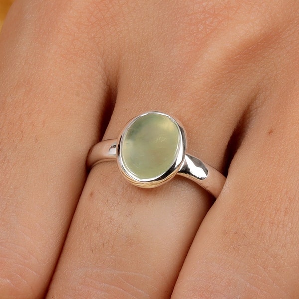 Prehnite Ring, 925 Sterling Silver Ring, Handmade Ring, Boho Ring, Women Ring, Statement Ring, Promise Ring, Natural Prehnite Gemstone Ring