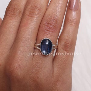Kyanite Ring, 925 Sterling Silver Ring, Oval Shaped Ring, Gemstone Ring, September Birthstone Ring, Handmade Jewelry Ring, Women Silver Ring