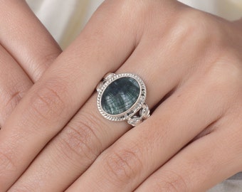 Seraphinite Moon Ring Size 9