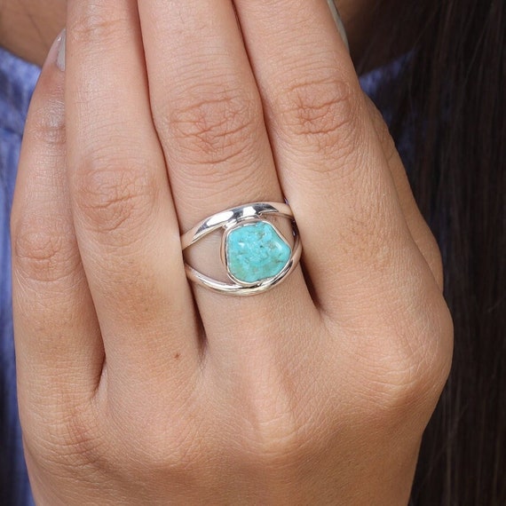 Arizona Turquoise Ring, 925 Sterling Silver Ring, Raw Gemstone