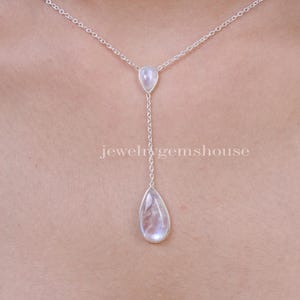 Regenbogen Mondstein Anhänger, 925 Sterling Silber Halskette, Juni Geburtsstein, Birne Edelstein Halskette, Silber Tropfen Anhänger, Anhänger mit Kette