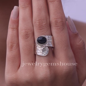 Black Onyx Ring, 925 Solid Sterling Silver Ring, Oval Gemstone Ring, December Birthstone Ring, Handmade Silver Jewelry, Anniversary Gift