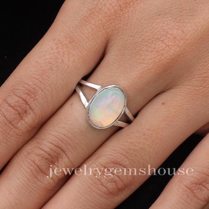 Ethiopian Opal Ring, 925 Sterling Silver Ring, Boho Handmade Ring, Statement Jewelry, Spilt Band Ring, Personalized Gift For Her