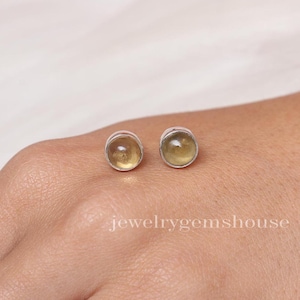 Natural Citrine Stud Earrings, 925 Sterling Silver Stud, November Birthstone Handmade Studs, Women Silver Jewelry, Stone Sourced from Brazil