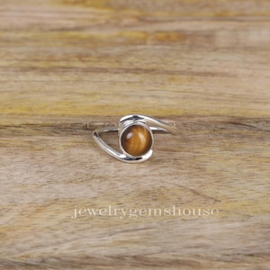 Tiger Eye Ring, 925 Sterling Silver Ring, Women Ring, Minimalist Silver Jewelry, Gemstone Ring, Handmade Ring, Boho Ring, Gift for Sister