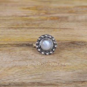 Rainbow Moonstone Ring, 925 Sterling Silver Ring, June Birthstone Ring, Gemstone Silver Ring, Minimalist Jewelry, Handmade Moonstone Ring