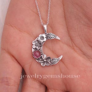 Tourmaline Pendant, 925 Sterling Silver Pendant, October Birthstone Pendant, Cabochon Jewelry, Handmade Pendent, Half-Moon Pendant