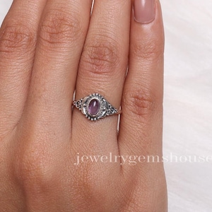Amethyst Ring, 925 Sterling Silver Ring, February Birthstone Ring, Oval Gemstone Ring, Women Silver Jewelry, Handmade Ring, Engagement Ring