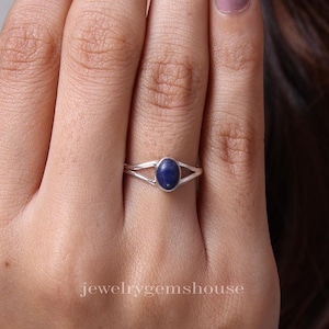 Lapis Lazuli Ring, 925 Sterling Silber Ring, Oval Stein Ring, Frauen Silber Ring, Blauer Edelstein Ring, handgemachter Schmuck Ring, Geschenk für Sie