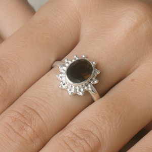 Smoky Quartz Ring, Gemstone Ring, 925 Silver Ring, Cut Stone Ring, Healing Stone Ring, Silver Ring for Women, Handmade Ring