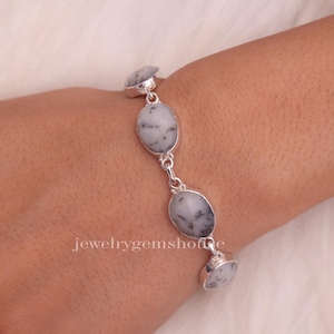 Dendrite Opal Bracelet, 925 Sterling Silver Bracelet, Handmade Bracelet, Halloween Jewelry, Vintage Bracelet, Birthday Gift for Her