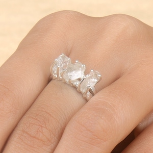 Natuurlijke Herkimer Diamond Ring, 925 Sterling Zilveren Ring, Ruwe Edelsteen Ring, Handgemaakte Ring, Raw Crystal Ring, Verlovingsring, Belofte Ring