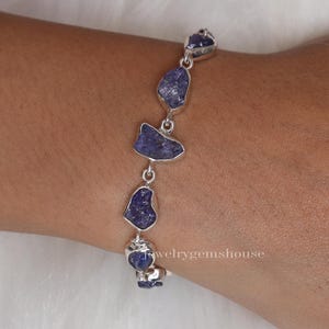 Pulsera de tanzanita natural, pulsera de plata de ley 925, pulsera de piedra natal de diciembre, pulsera de piedras preciosas, pulsera de plata para mujer, regalo para ella.