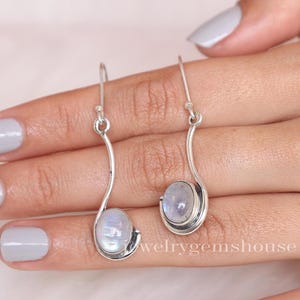 Rainbow Moonstone Earrings, 925 Sterling Silver Earrings, June Birthstone, Dangle Gemstone Earrings, Drop Silver Earrings, Handmade Jewelry