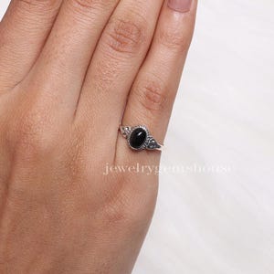 Black Onyx Ring, 925 Sterling Silver Ring, Oval Crystal Ring, Handmade Ring, December Birthstone, Minimalist Jewelry, Wedding Gift For Women