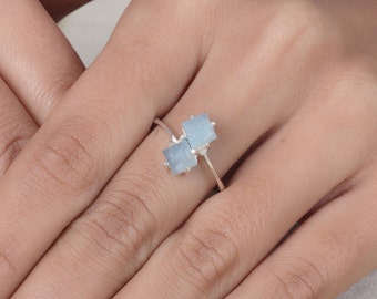 Aquamarine Gemstone Ring, Natural Aquamarine Ring, Sterling Silver Ring, Dainty Ring, Minimalist Ring, Ring for Women, 925 Silver Ring