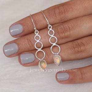 Ethiopian Opal Earrings, 925 Sterling Silver Earrings, October Birthstone Earrings, Dangle Gemstone Earrings, Handmade Jewelry, Gift for Her