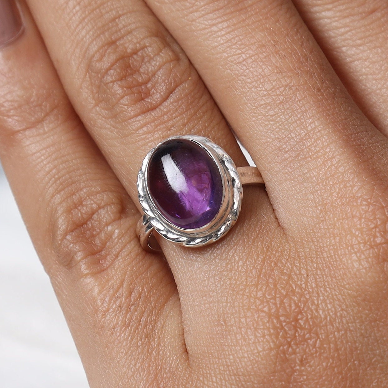 page title,Amethyst February 925 Sterling Silver Free Ring Size