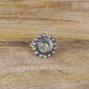 Prehnite Ring, 925 Solid Sterling Silver Ring, Round Shaped Ring, Handmade Gemstone Ring, Women Silver Jewelry, Anniversary Gift for Her