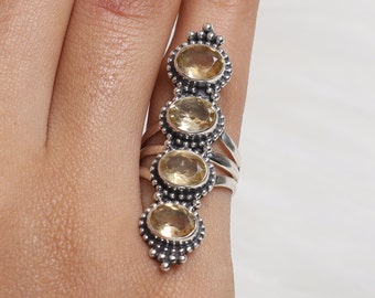 Citrine Ring, 925 Sterling Silver Ring, November Birthstone Ring, Oval Gemstone Ring, Statement Silver Jewelry, Handmade Ring, Gift for Her
